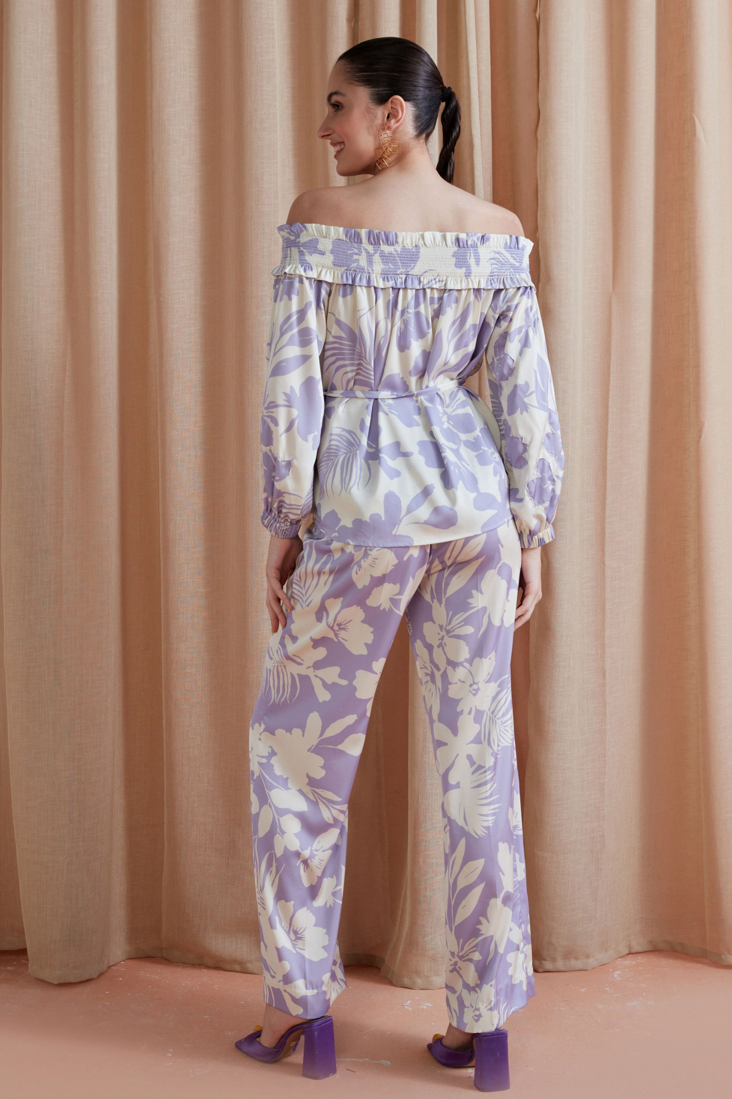 Florence Off Shoulder Top Set (Lilac)