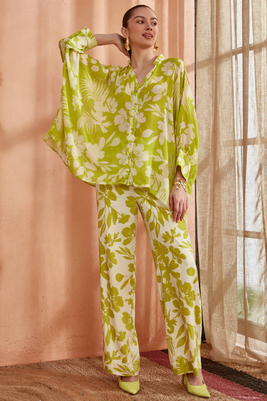 Amyra Kimono Co-ord Set (Spring Green)