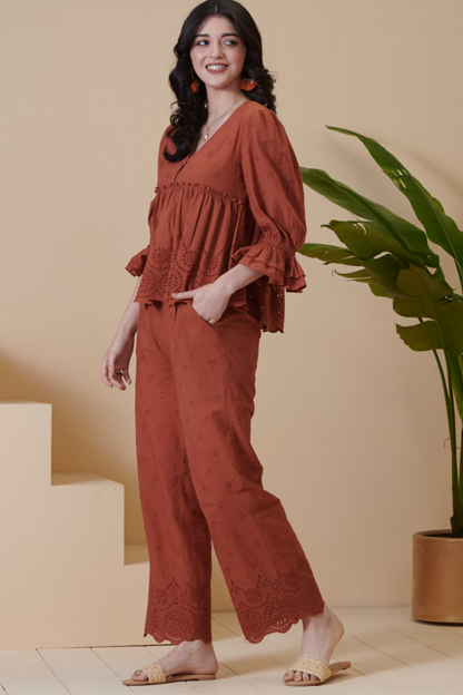 Sanstone Schiffli Co-ord Set
