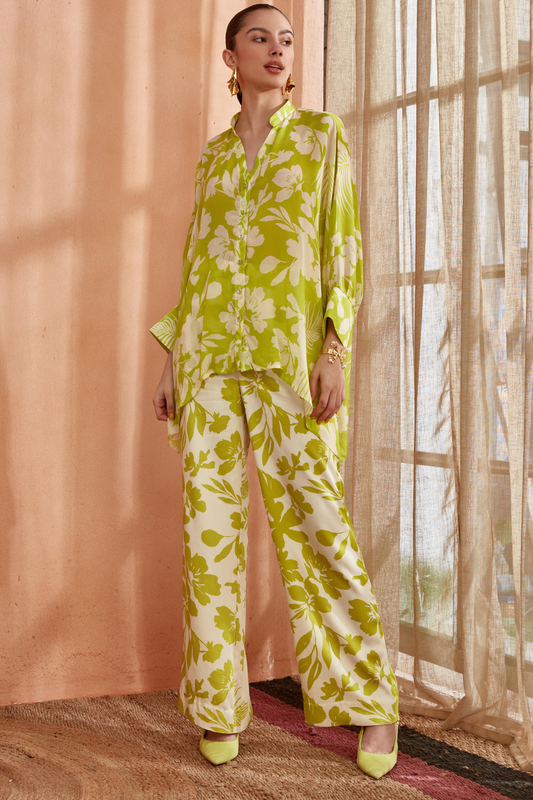 Amyra Kimono Co-ord Set (Spring Green)