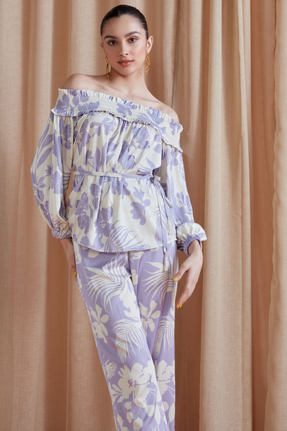 Florence Off Shoulder Top Set (Lilac)