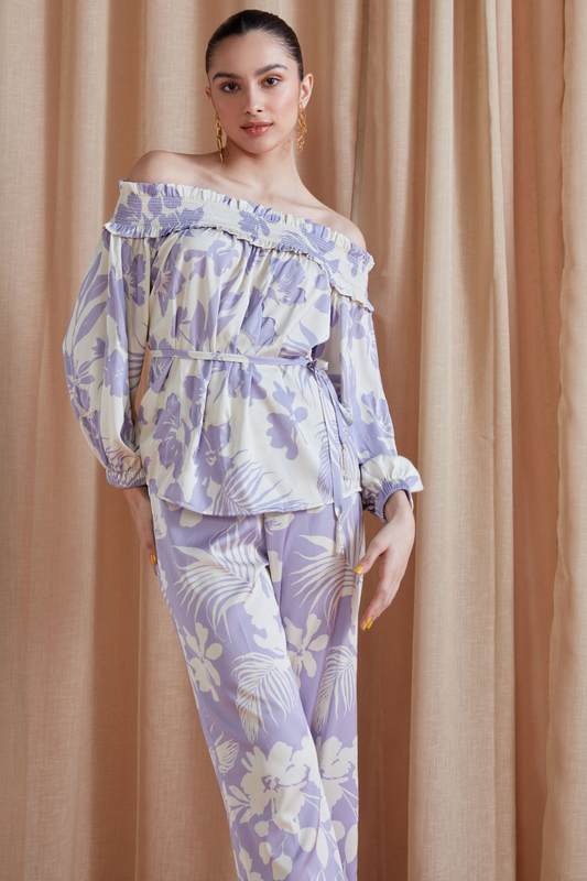 Florence Off Shoulder Top Set (Lilac)