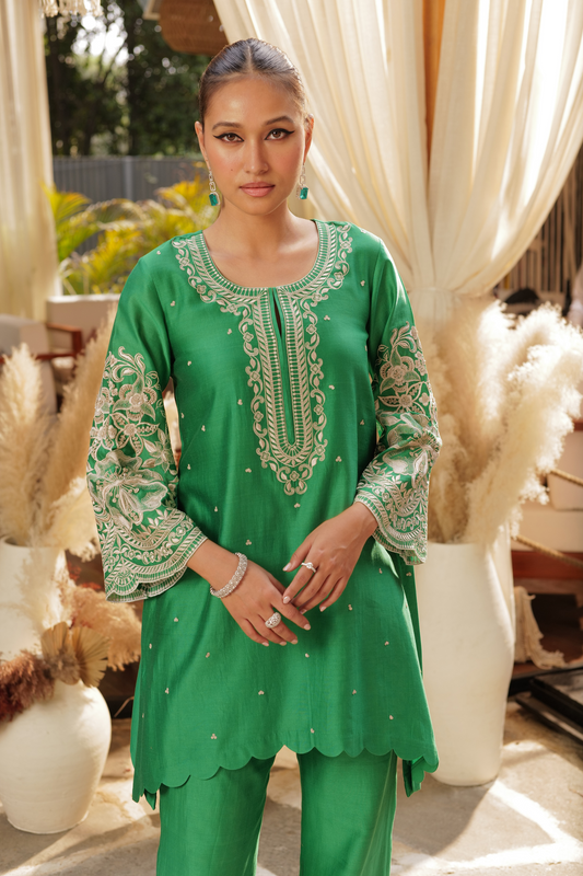 CL23 GREEN A-LINE TUNIC WITH PANTS