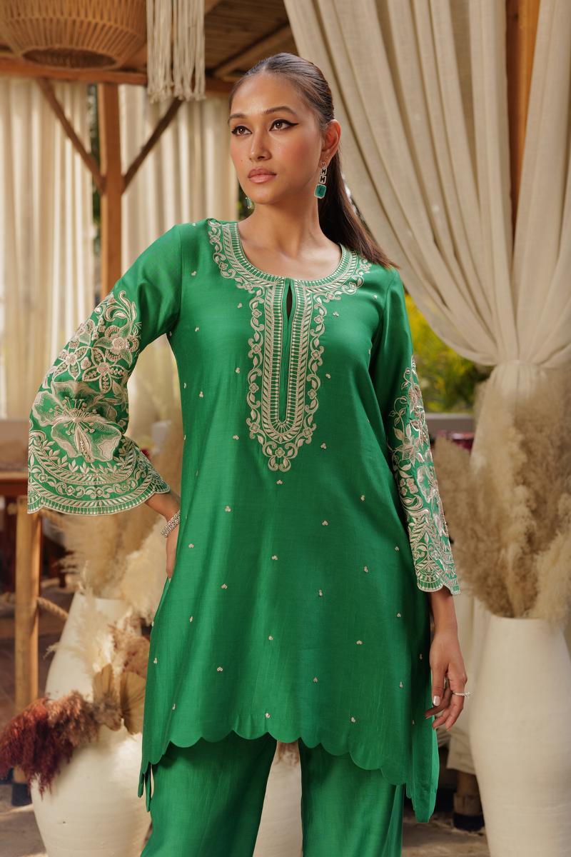 CL23 GREEN A-LINE TUNIC WITH PANTS