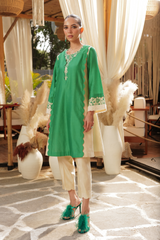 CK17B GREEN A-LINE TUNIC WITH PANTS
